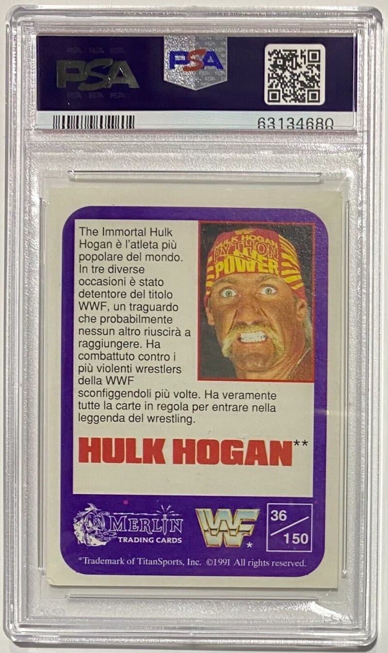 Hulk Hogan 1991 Merlin  WWF Card #36 PSA DNA Cert Authentic Auto 10 - Image 2