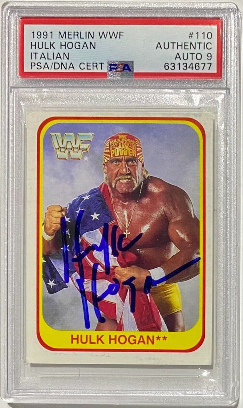 Hulk Hogan 1991 Merlin  WWF Card #110 PSA/DNA Cert Authentic Auto 9