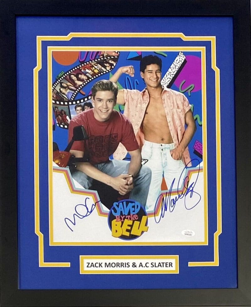 Mario Lopez A.C. Slater Mark-Paul Gosselaar Zack Framed Signed 11x14 Photo JSA