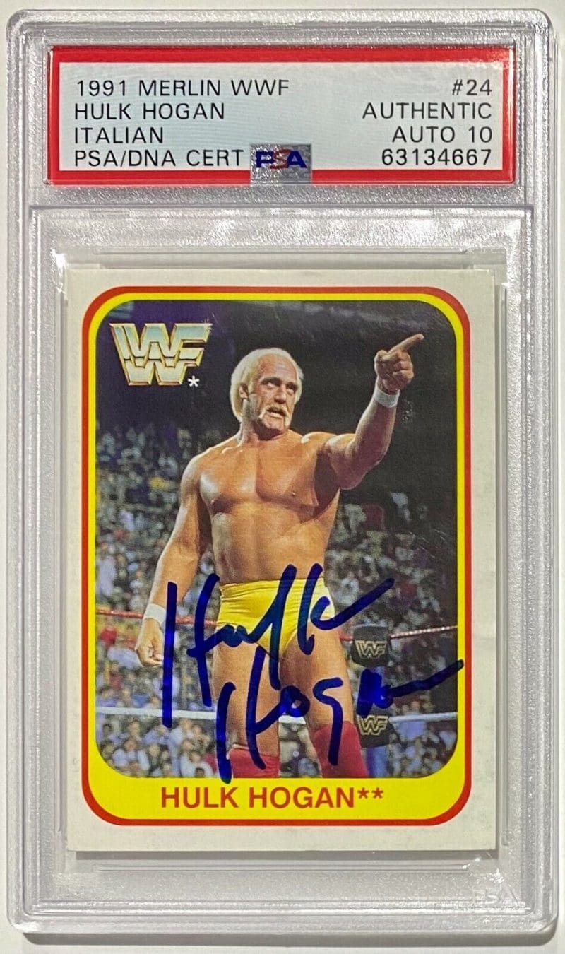 Hulk Hogan 1991 Merlin  WWF Card #24 PSA/DNA Cert Authentic Auto 10