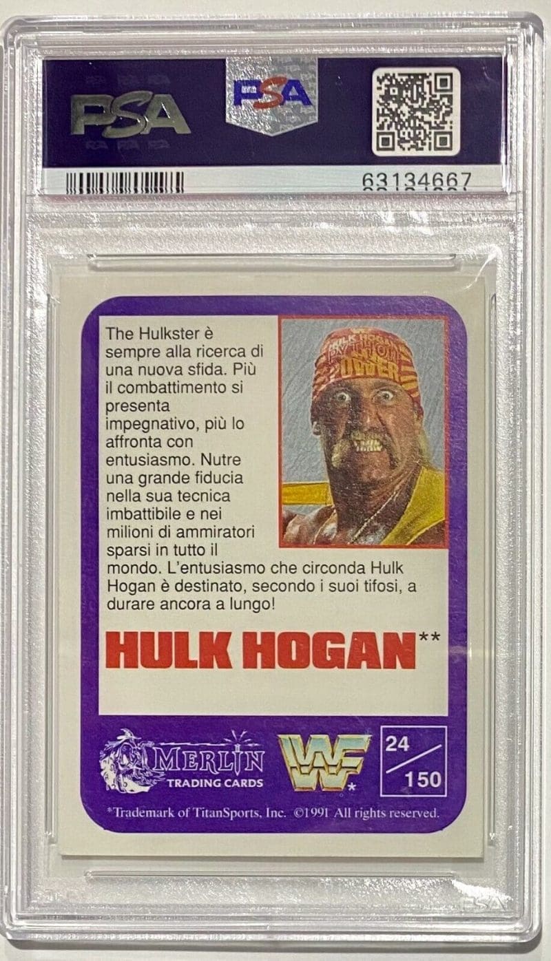 Hulk Hogan 1991 Merlin  WWF Card #24 PSA/DNA Cert Authentic Auto 10 - Image 2