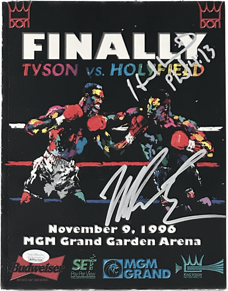 MIKE TYSON EVANDER HOLYFIELD Signed Autographed Fight Program JSA Authentic