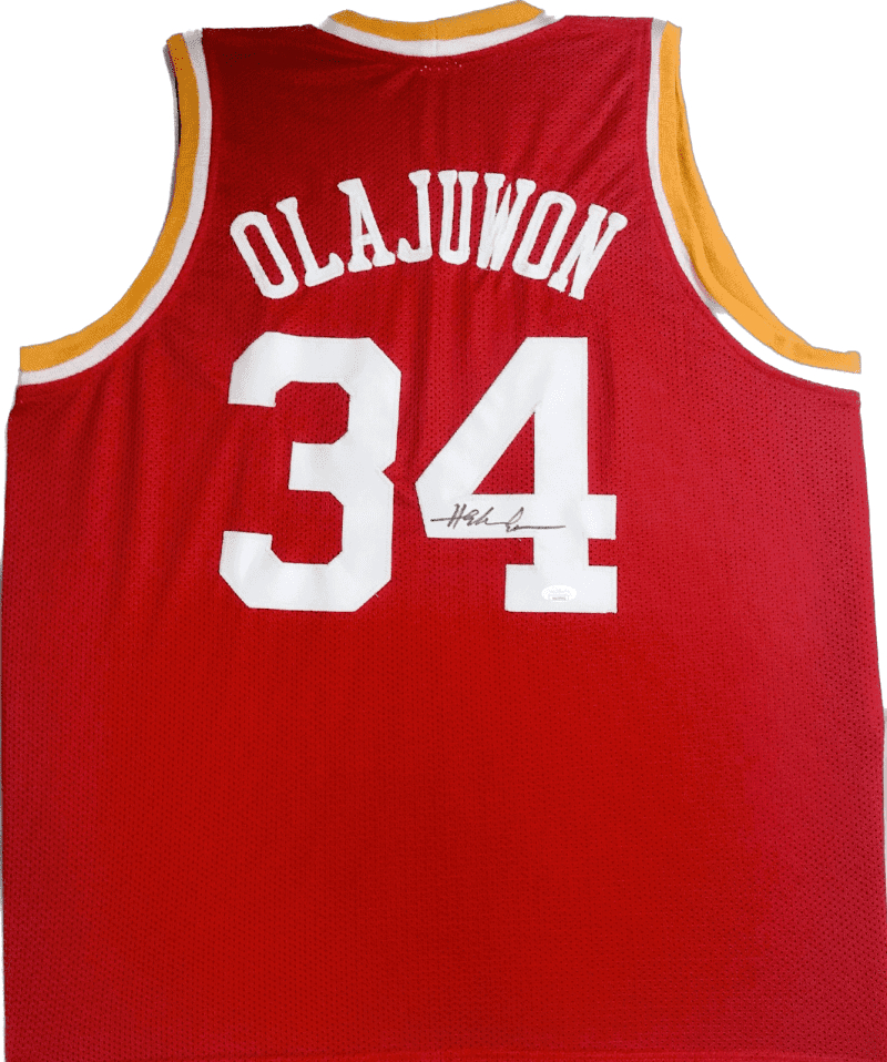 Hakeem Olajuwon Signed Autographed Red Jersey JSA Authenticated