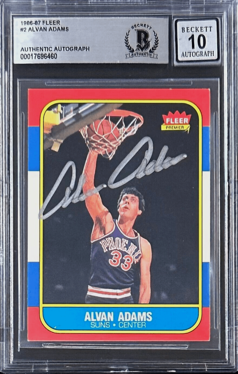 Alvan Adams Signed 1986-87 Fleer Card #2 Beckett Phoenix Suns Auto 10