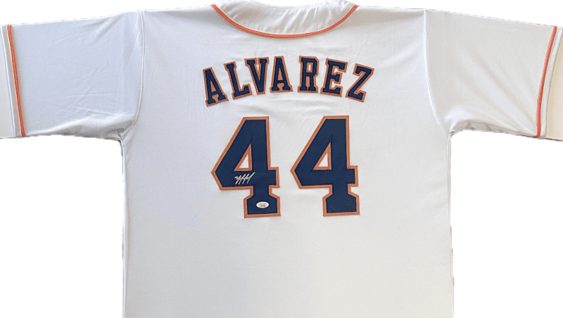 Yordan Alvarez Signed Autographed Custom White/Blue Jersey JSA Authentication