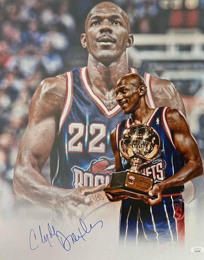 Clyde Drexler Signed Autographed 16x20 Photo JSA Authen Houston Rockets 2