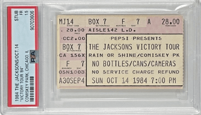 Michael Jackson Ticket Stub 1984 The Jacksons Victory Tour PSA FR1.5 Comiskey
