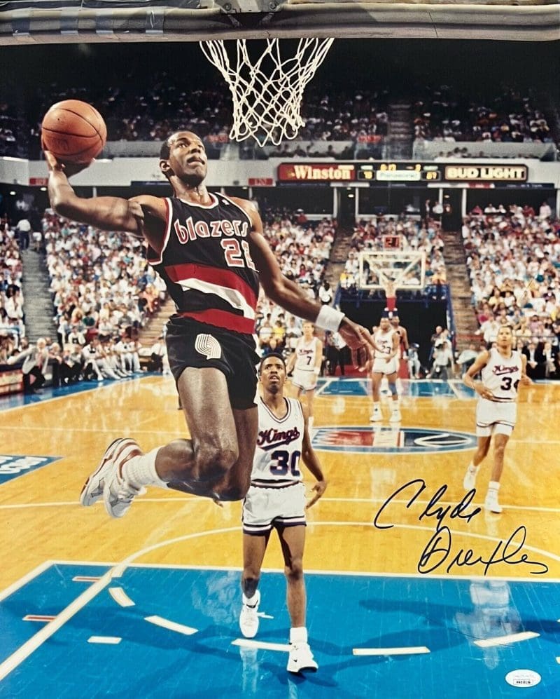 Clyde Drexler Signed Autographed 16x20 Photo JSA Authen Portland Trail Blazers 4