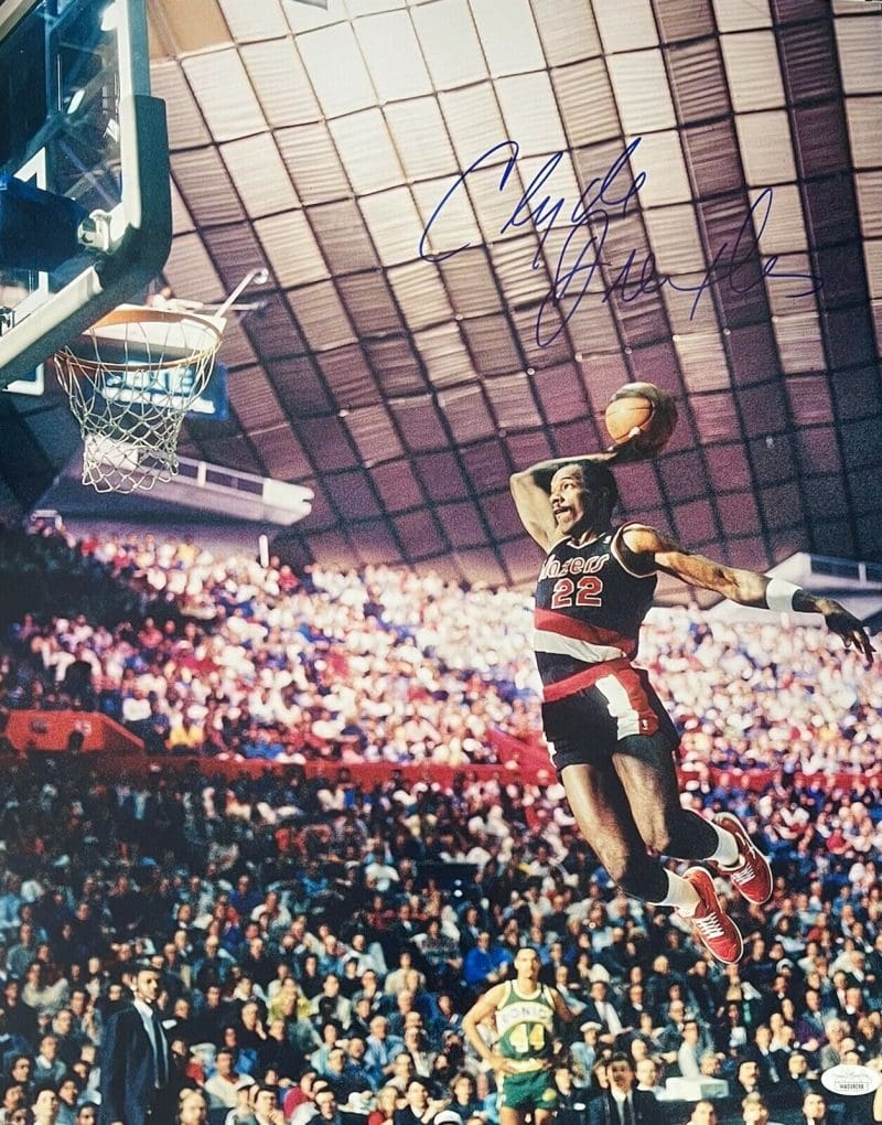 Clyde Drexler Signed Autographed 16x20 Photo JSA Authen Portland Trail Blazers 8