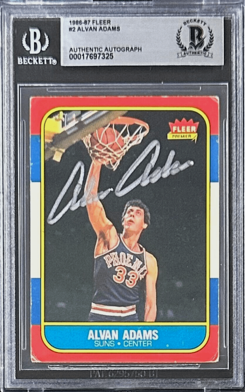 Alvan Adams Signed 1986-87 Fleer Card #2 Beckett Phoenix Suns