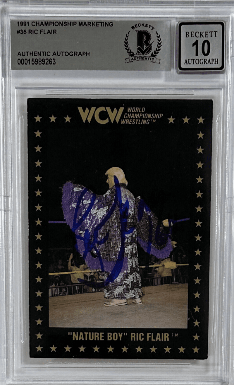 Ric Flair Signed 1991 Championship Marketing WCW #35 Beckett Auto 10 15989263