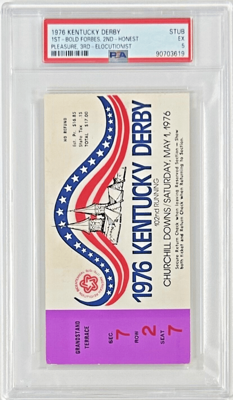 1976 Kentucky Derby Slabbed PSA Ticket Stub EX 5 Derby Winner Bold Forbes - Image 2