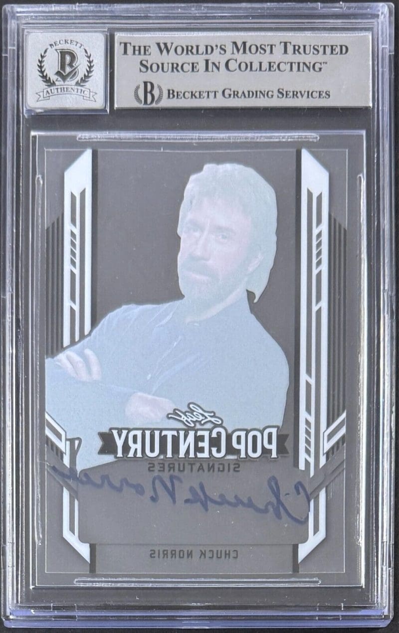 Chuck Norris Signed 2021 LEAF Pop Century Metal Pre Production BACN1 BAS Auto 10 - Image 2