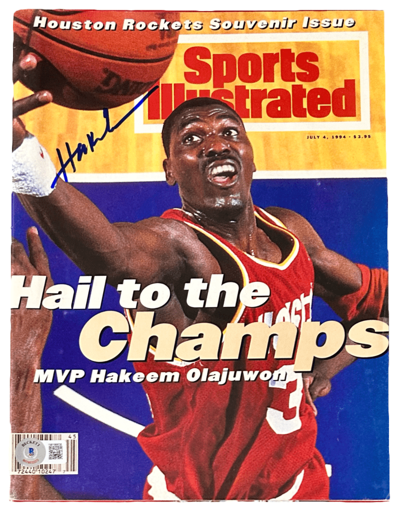 Hakeem Olajuwon Signed Hail to the Champs Sports Illustrated July 4, 94 Beckett