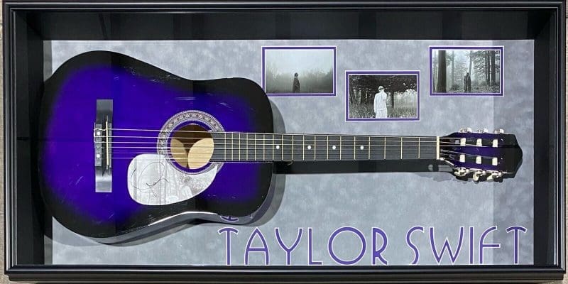 Taylor Swift Signed Purple Acoustic Guitar Framed Shadowbox JSA Authen Folklore