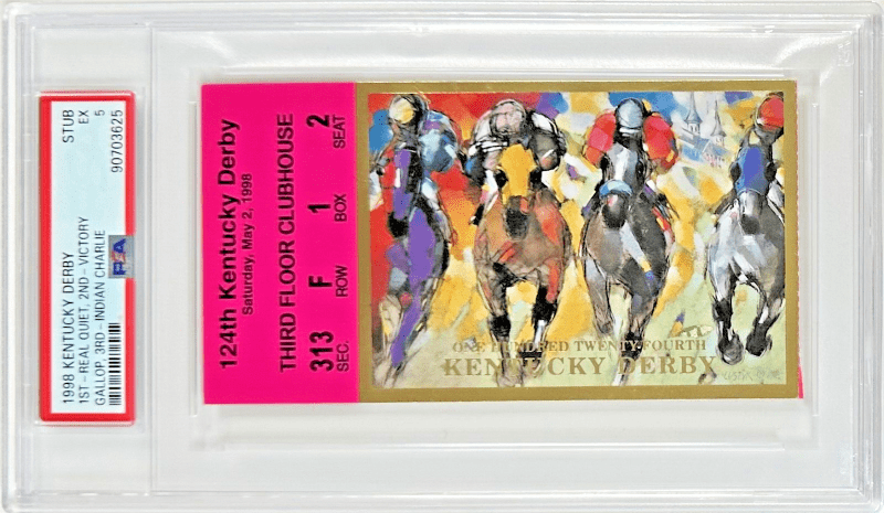 1998 Kentucky Derby Slabbed PSA Ticket Stub EX 5 Derby Winner Real Quiet