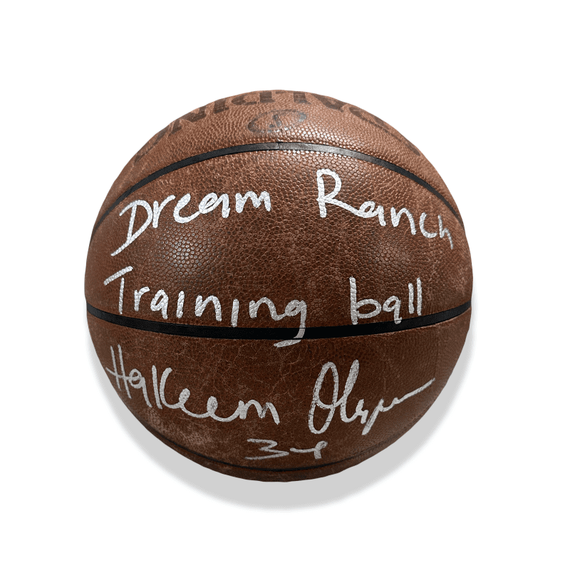 Hakeem Olajuwon Signed Dream Ranch Training Used Official NBA Basketball JSA (B)
