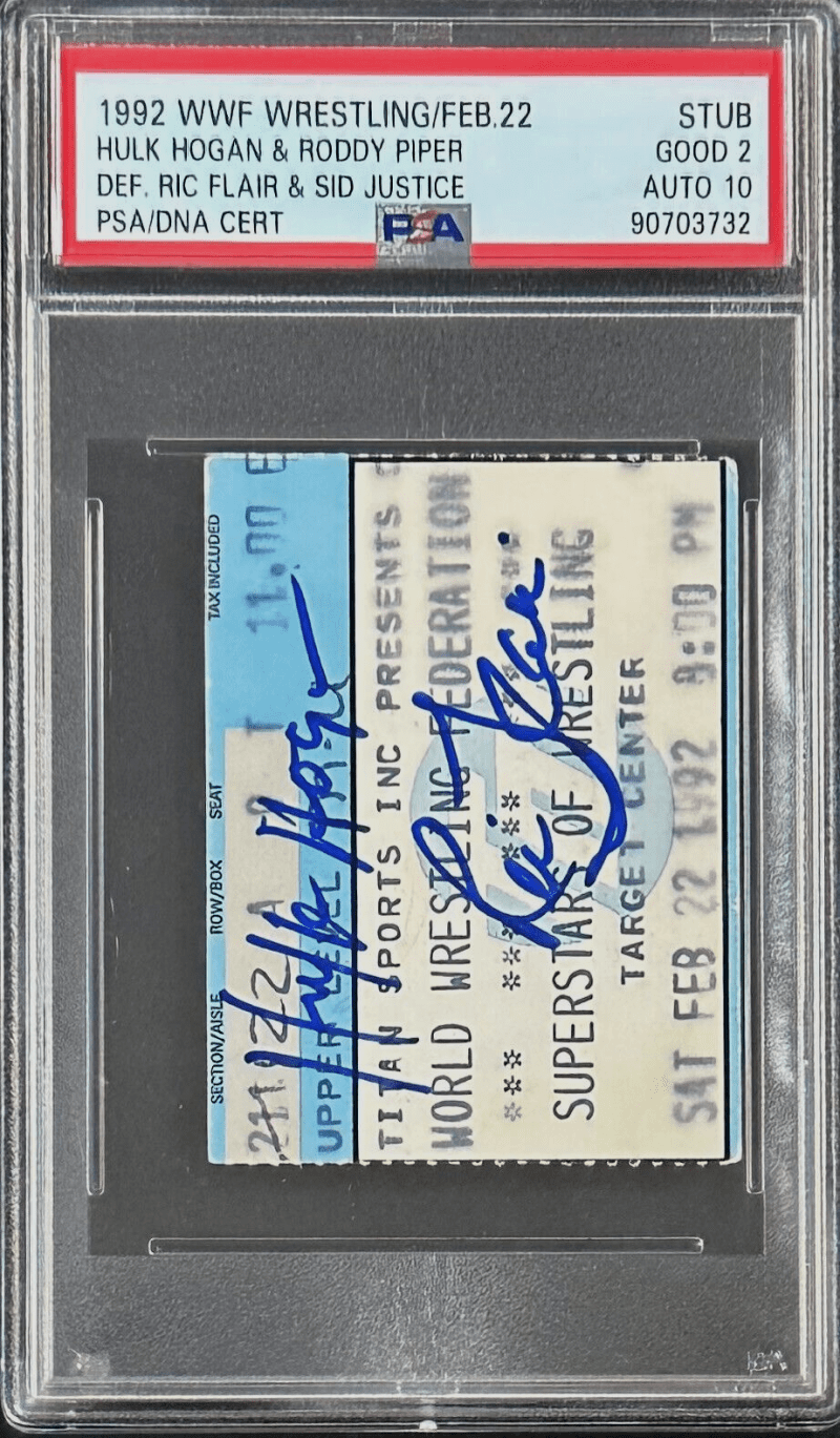 Hulk Hogan & Ric Flair Super Stars of Wrestling Signed 1992 WWF Ticket Stub PSA - Image 2