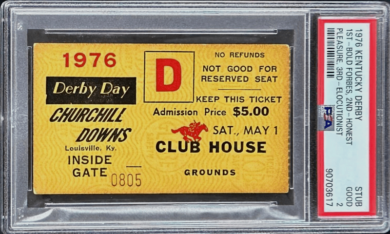 1976 Kentucky Derby Slabbed PSA Ticket Stub Good 2 Derby Winner Bold Forbes