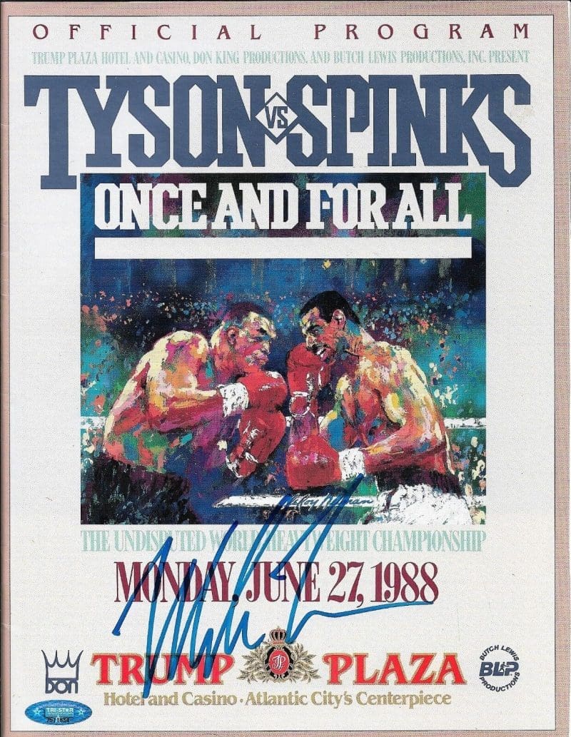 Mike Tyson Spinks Original Fight Program Signed Tristar 7571834 91 Sec KO Fight