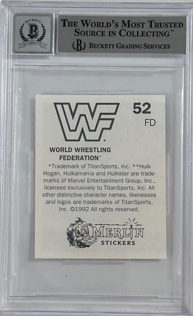 Ric Flair Signed 1992 Merlin WWF Sticker Card #52 Beckett Auto 10 - Image 2