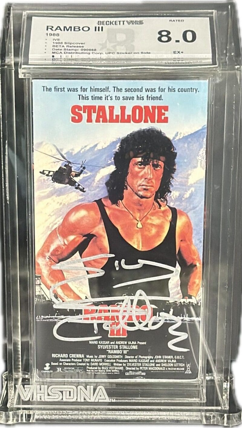 Sylvester "Sly" Stallone Rambo III Signed Original BETA Tape Beckett VHS 8 EX+