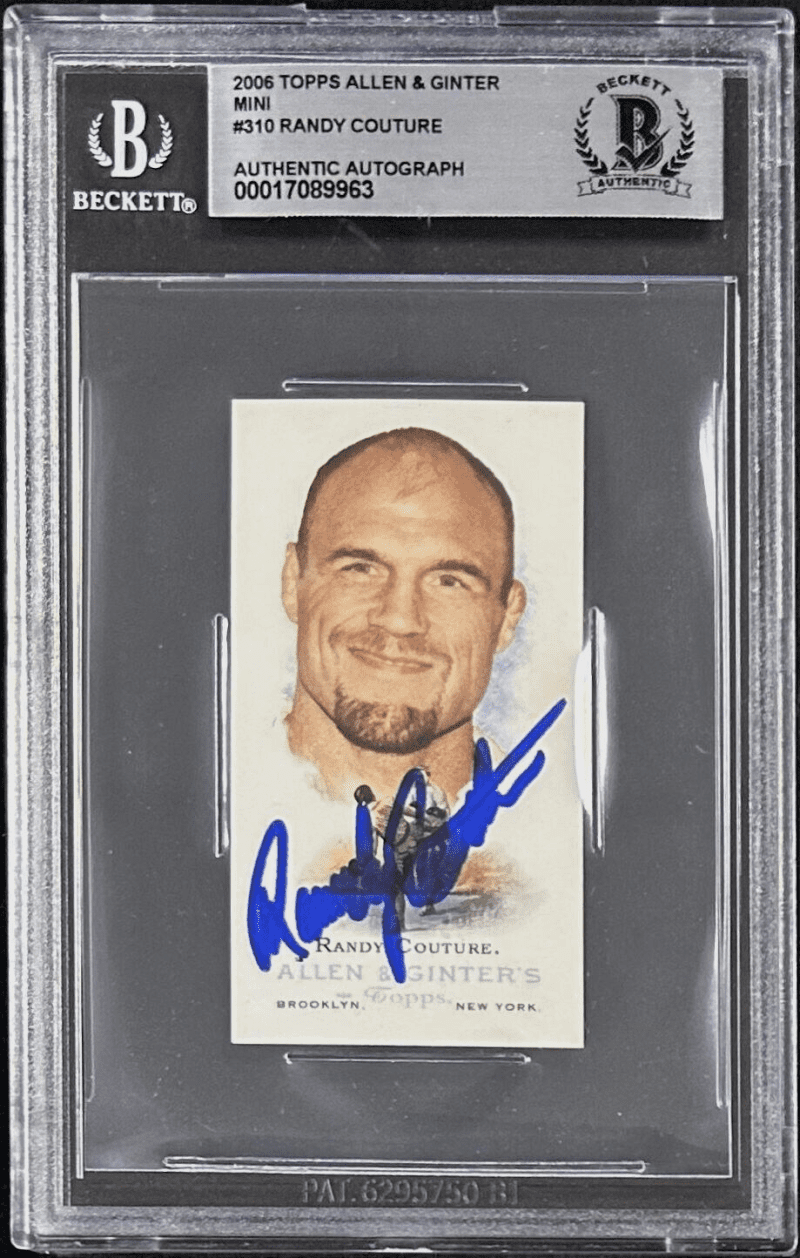 Randy Couture Signed 2006 Mini Topps Allen & Ginter Card #310 Beckett