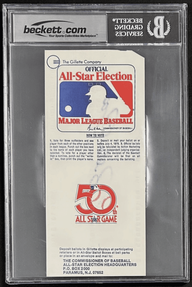 Pete Rose Signed Autographed 1979 MLB All Star Game Ballot Beckett Auto 10 - Image 3