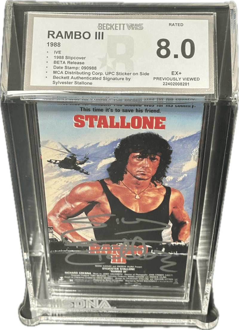 Sylvester "Sly" Stallone Rambo III Signed Original BETA Tape Beckett VHS 8 EX+ - Image 2