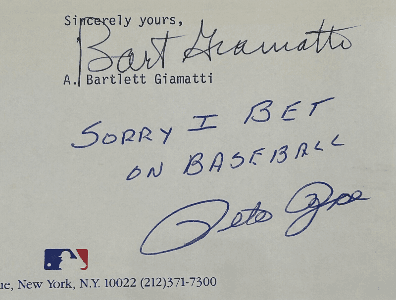 Pete Rose & Bart Giamatti Signed Letter Sorry I Bet On Baseball Beckett - Image 2
