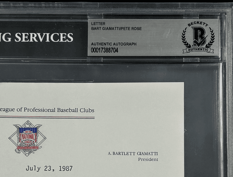 Pete Rose & Bart Giamatti Signed Letter Sorry I Bet On Baseball Beckett - Image 3