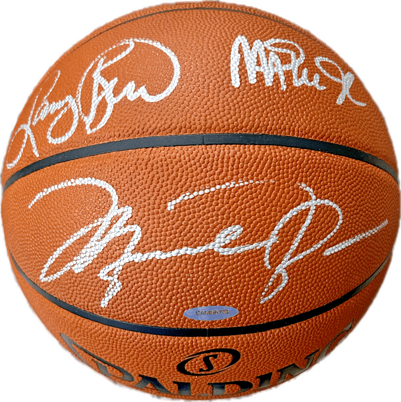 Michael Jordan Larry Bird Magic Johnson Signed Game Basketball UDA & Fanatics