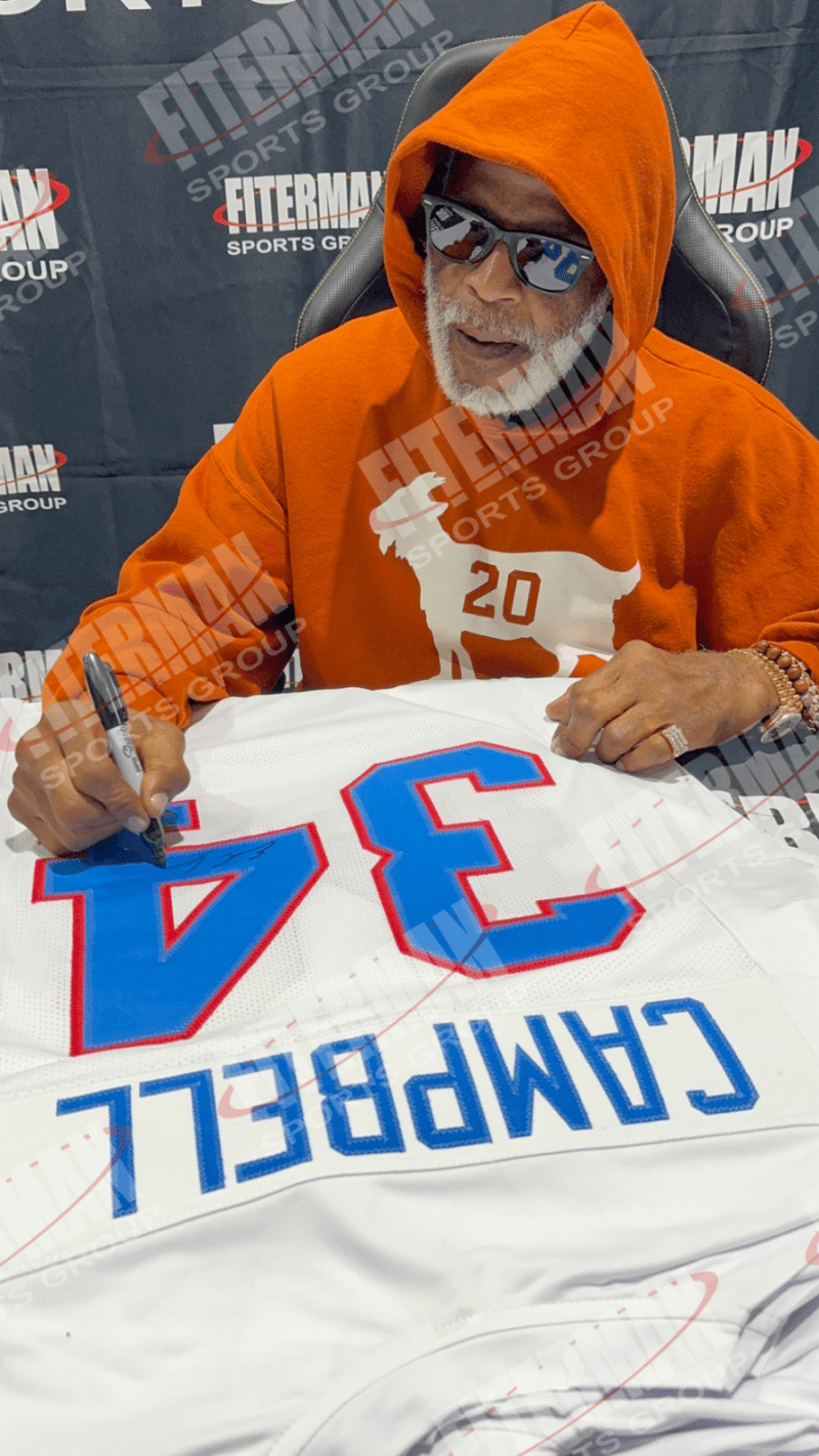 Earl Campbell Signed Autographed Custom White Blue Red Jersey JSA Authentication - Image 4