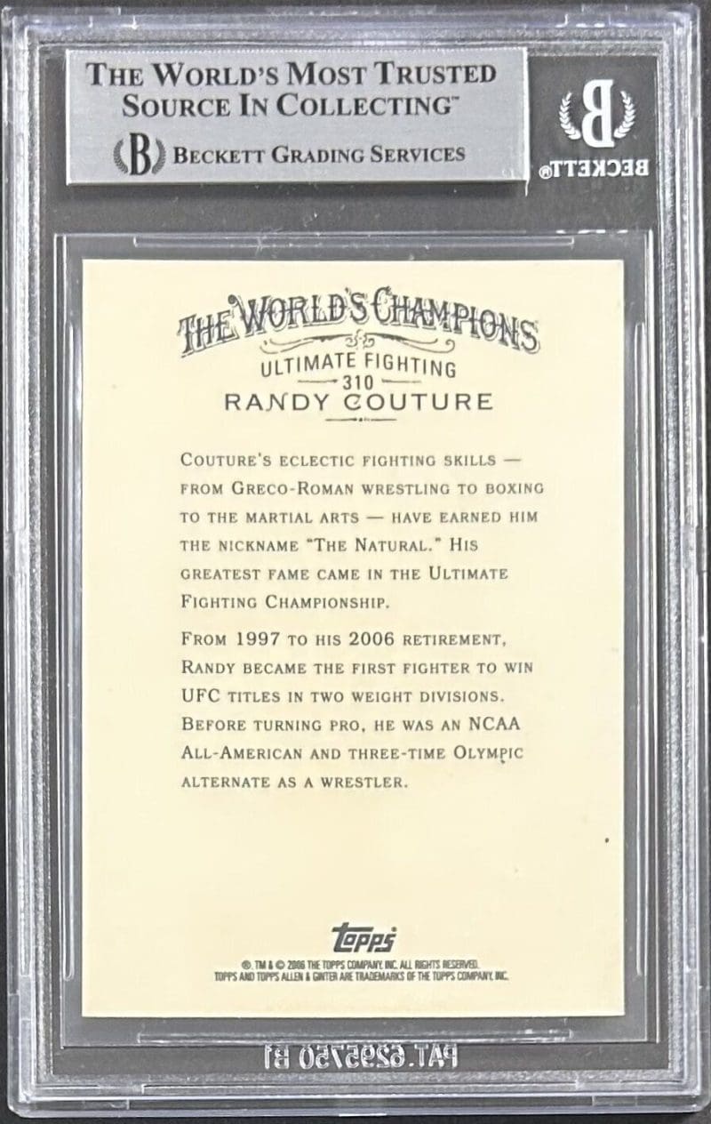 Randy Couture Signed 2006 Topps Allen & Ginter Card #310 Beckett - Image 2