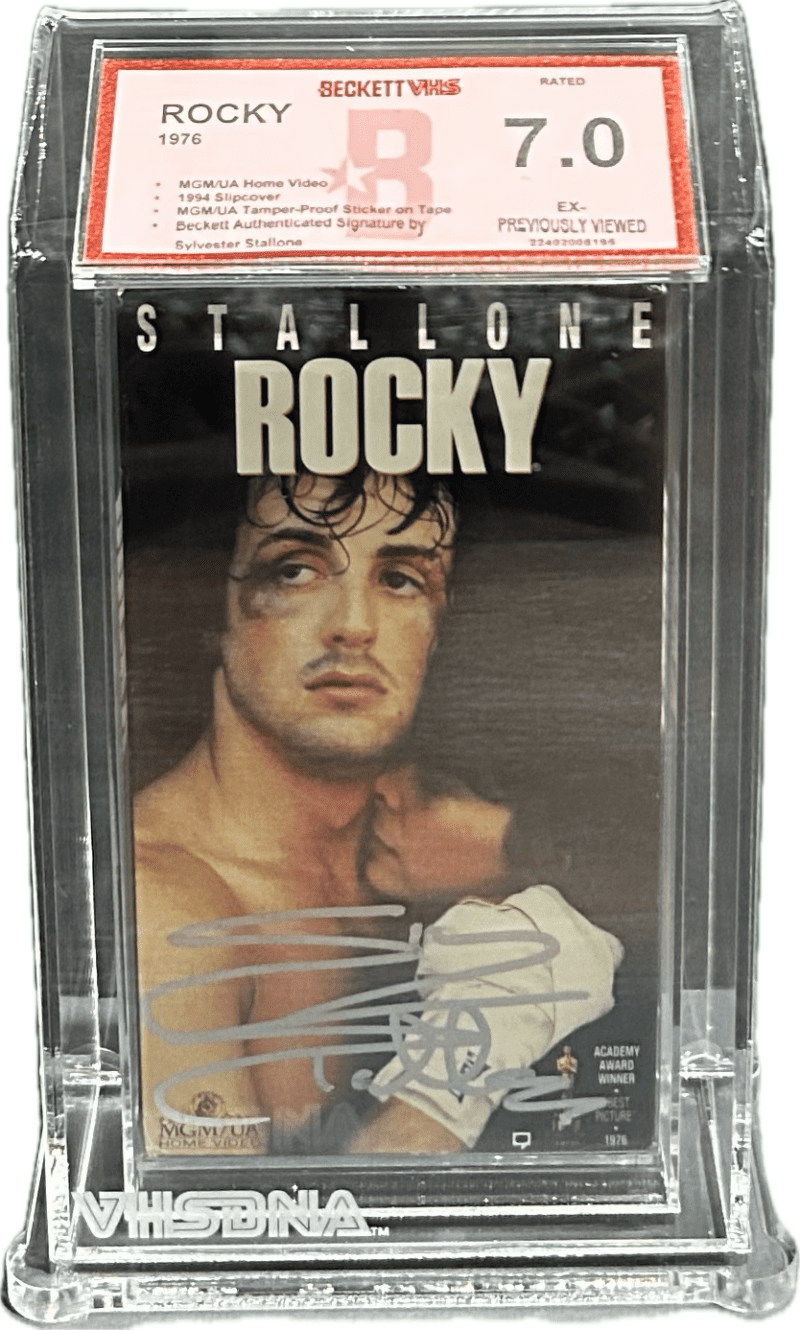 Sylvester "Sly" Stallone ROCKY Signed 1994 MGM/UA VHS Beckett VHS 7.0 EX-