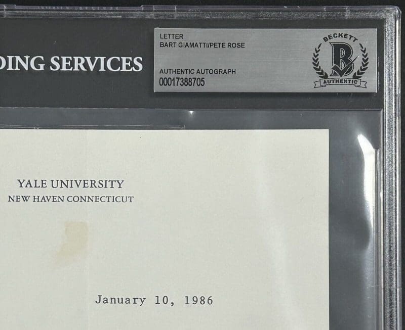 Pete Rose & Bart Giamatti Signed Letter Sorry I Bet On Baseball Beckett JSA - Image 3