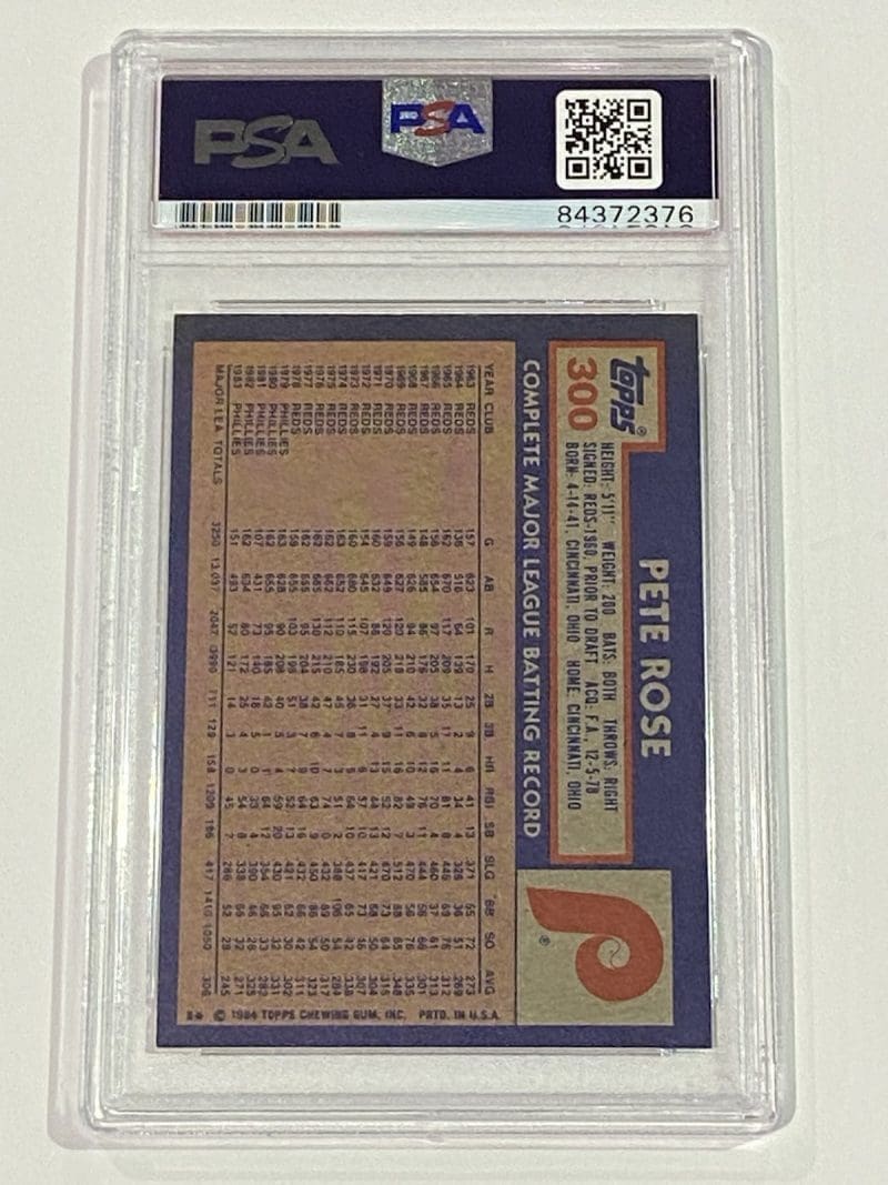 Pete Rose Signed 1984 Topps Card #300 PSA DNA Auto Cincinnati Reds - Image 2