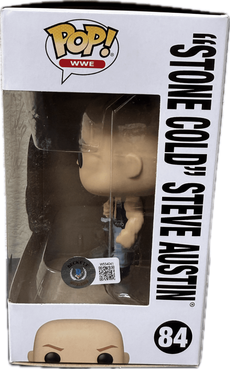 Stone Cold Steve Austin Signed Autographed Funko POP Figure 84 Beckett White - Image 2