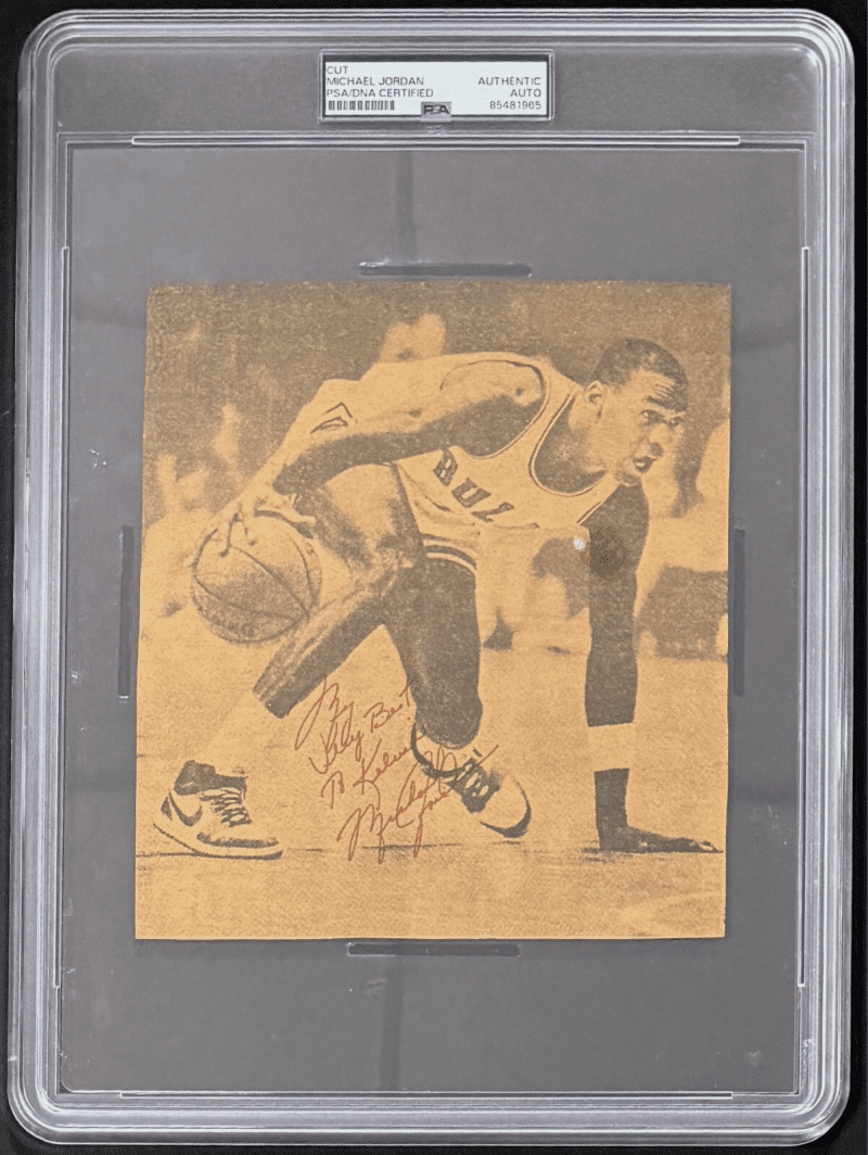 Michael Jordan Signed Autogrpahed News Paper Cut Out PSA 85481965 Chicago Bulls