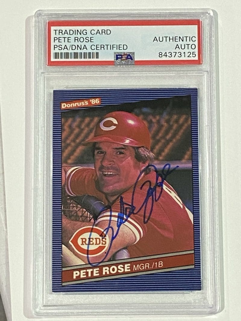 Pete Rose Signed 1986 Donruss Card #62 PSA DNA Cincinnati Reds