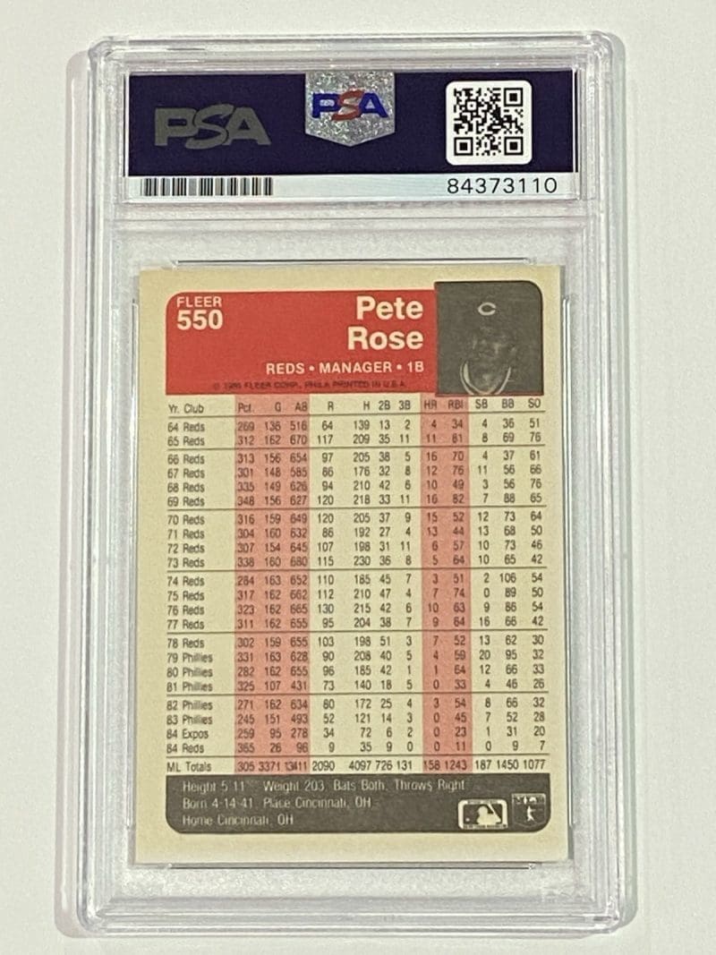 Pete Rose Signed 1985 Fleer Card #550 PSA DNA Philadelphia Phillies - Image 2