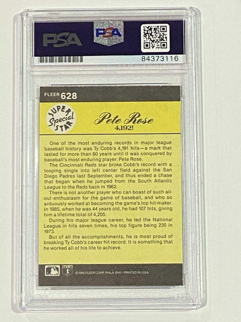 Pete Rose Signed 1986 Fleer Card #628 PSA DNA Philadelphia Phillies - Image 2