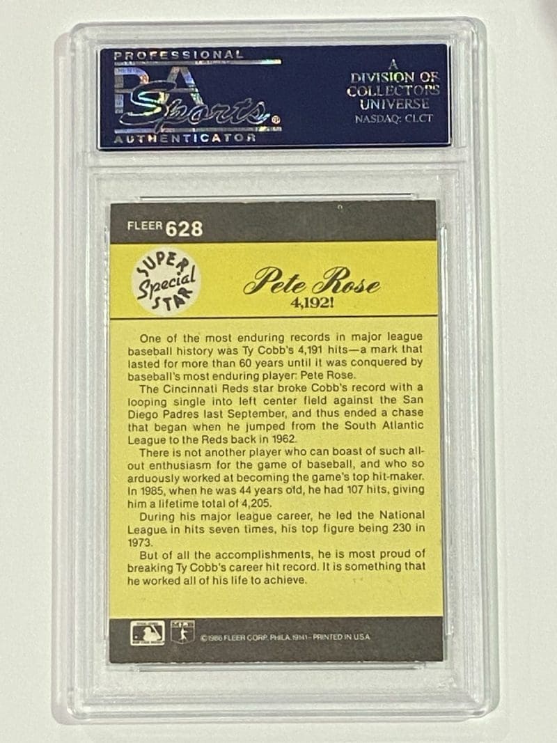 Pete Rose Signed 1986 Fleer Card #628 PSA DNA Philadelphia Phillies - Image 2