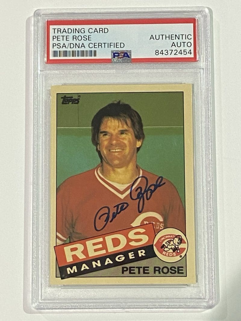 Pete Rose Signed 1985 Topps Tiffany #547 PSA DNA Auto Cincinnati Reds