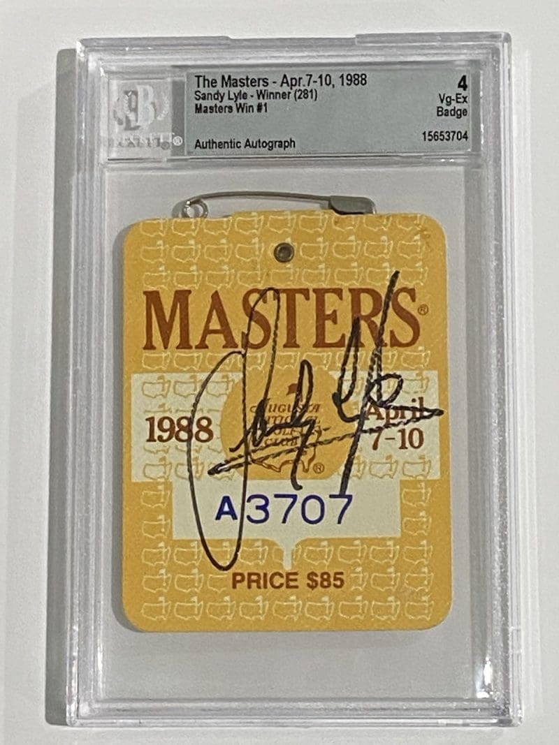 Sandy Lyle Autographed Signed 1988 The Masters Badge Beckett Vg-Ex 4
