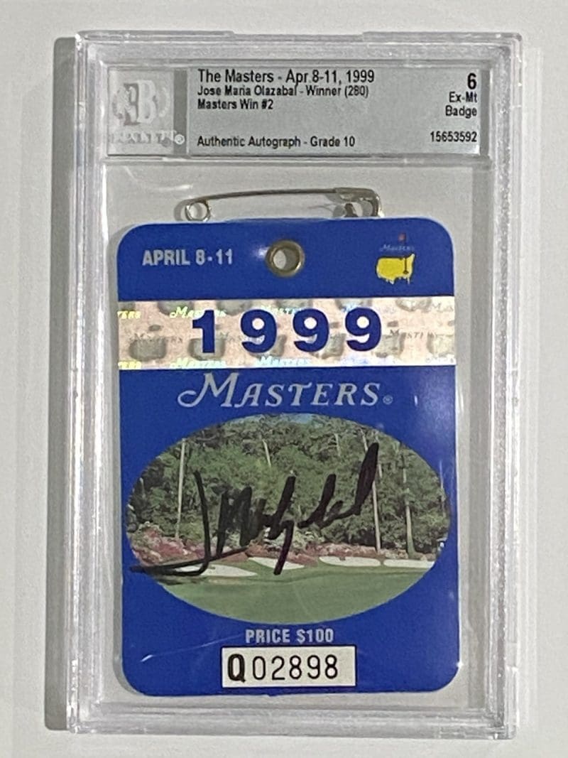 Jose Maria Olazabal Autographed Signed 1994 and 1999 The Masters Badge BAS - Image 4