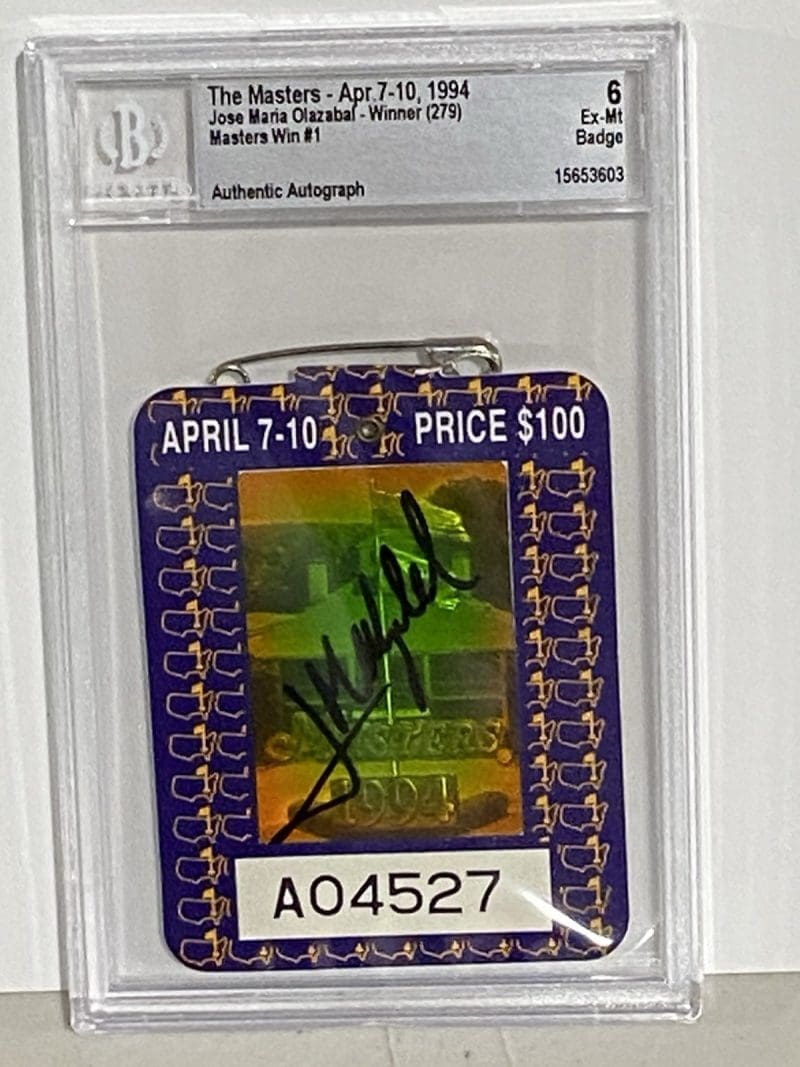 Jose Maria Olazabal Autographed Signed 1994 and 1999 The Masters Badge BAS - Image 2