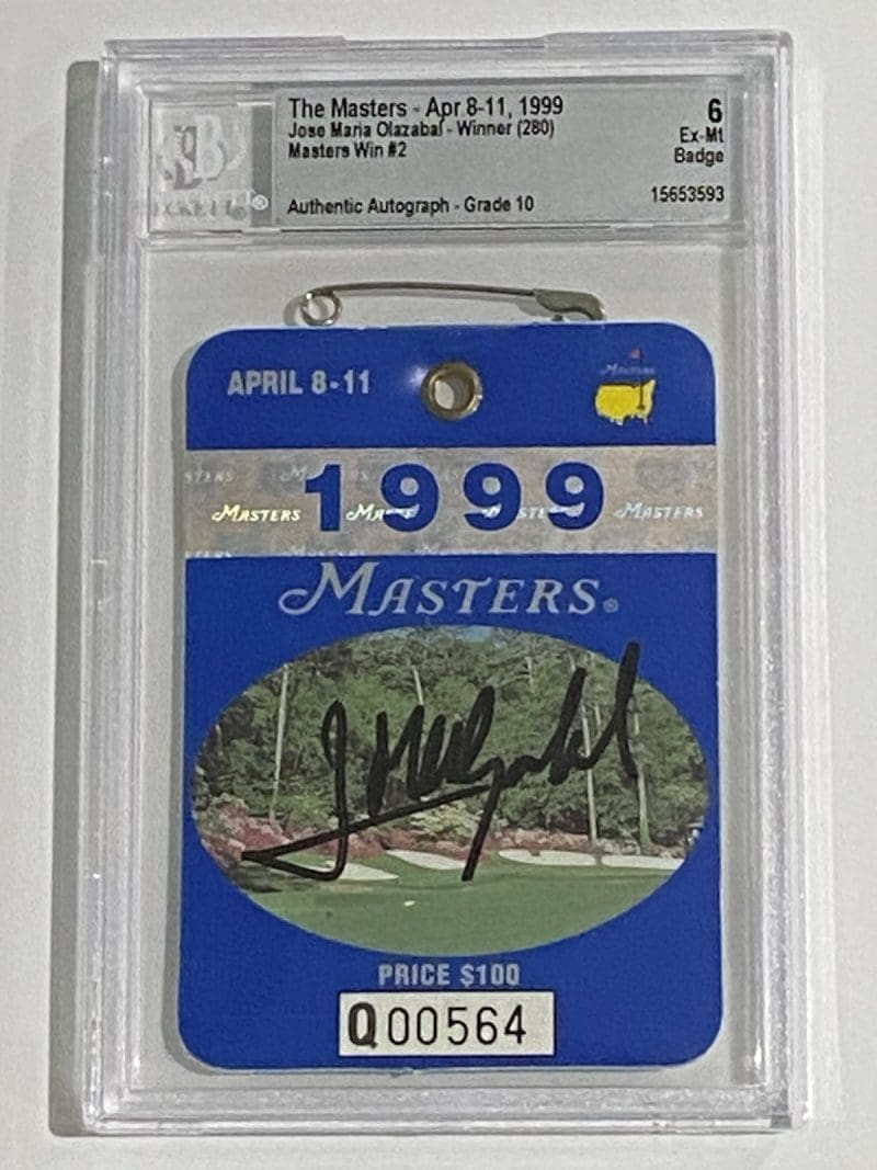 Jose Maria Olazabal Autographed Signed 1994 and 1999 The Masters Badge BAS - Image 4