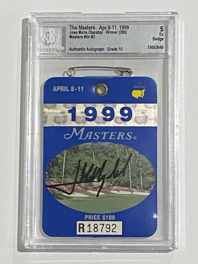 Jose Maria Olazabel Autographed Signed 1999 The Masters Badge BAS 5 Ex