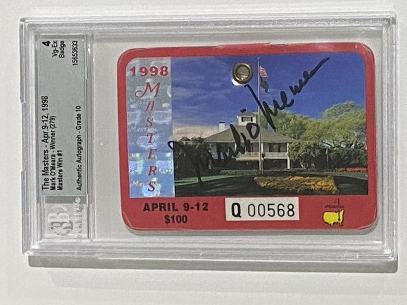 Mark O'Meara Signed 1998 Masters Badge Beckett Authentic 4 Vg-Ex